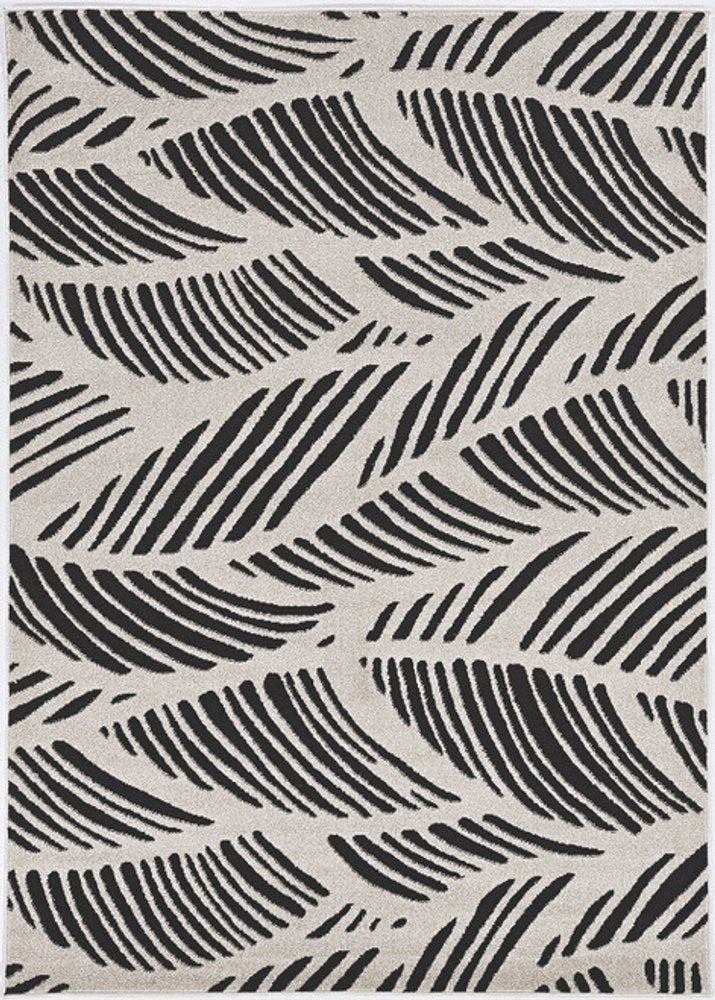 2' X 4' Black And White Abstract Indoor Outdoor Area Rug
