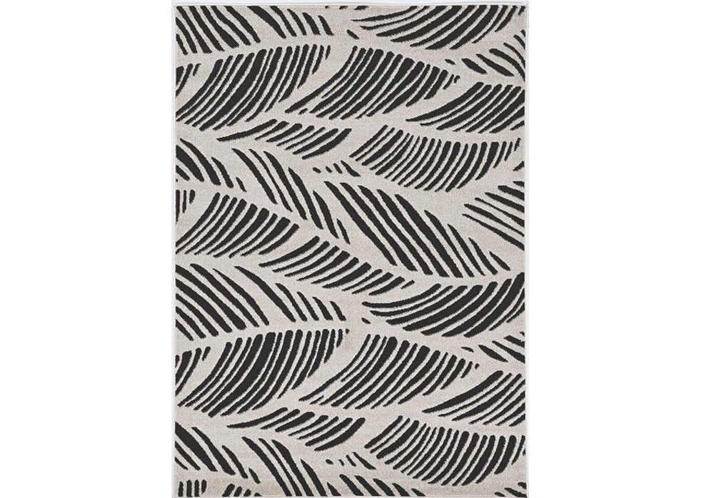 2' X 4' Black And White Abstract Indoor Outdoor Area Rug
