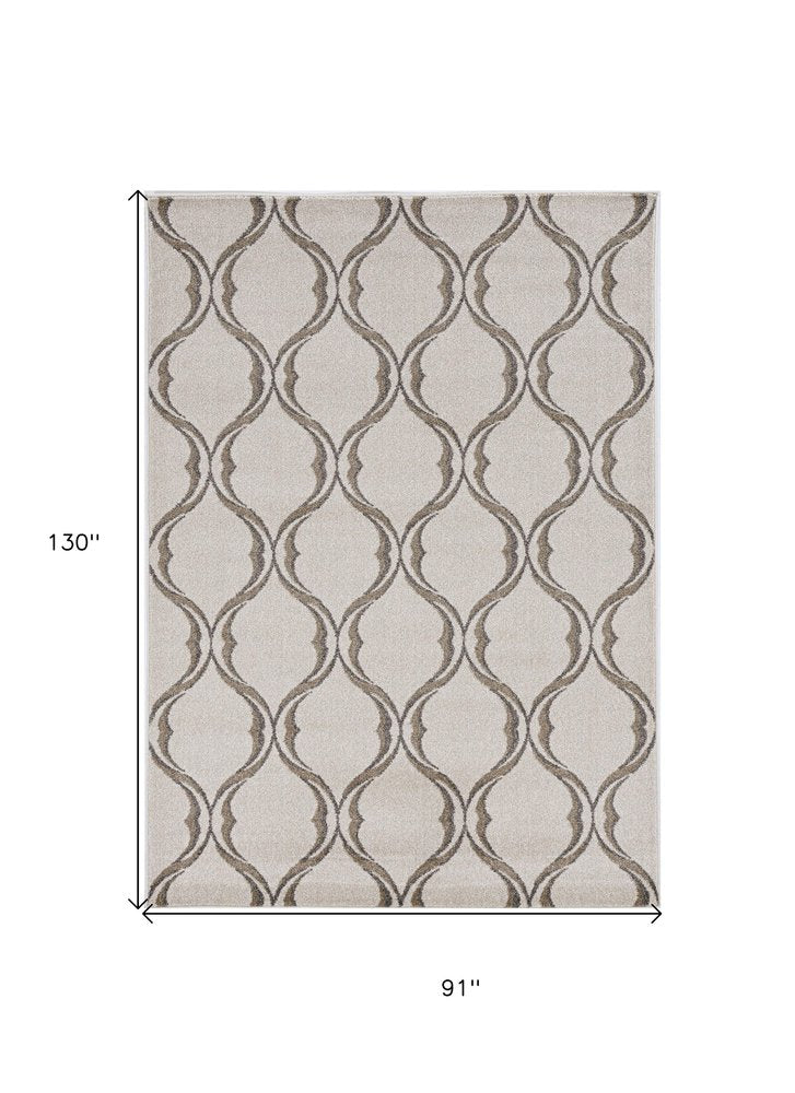 8' X 11' Ivory Moroccan Indoor Outdoor Area Rug