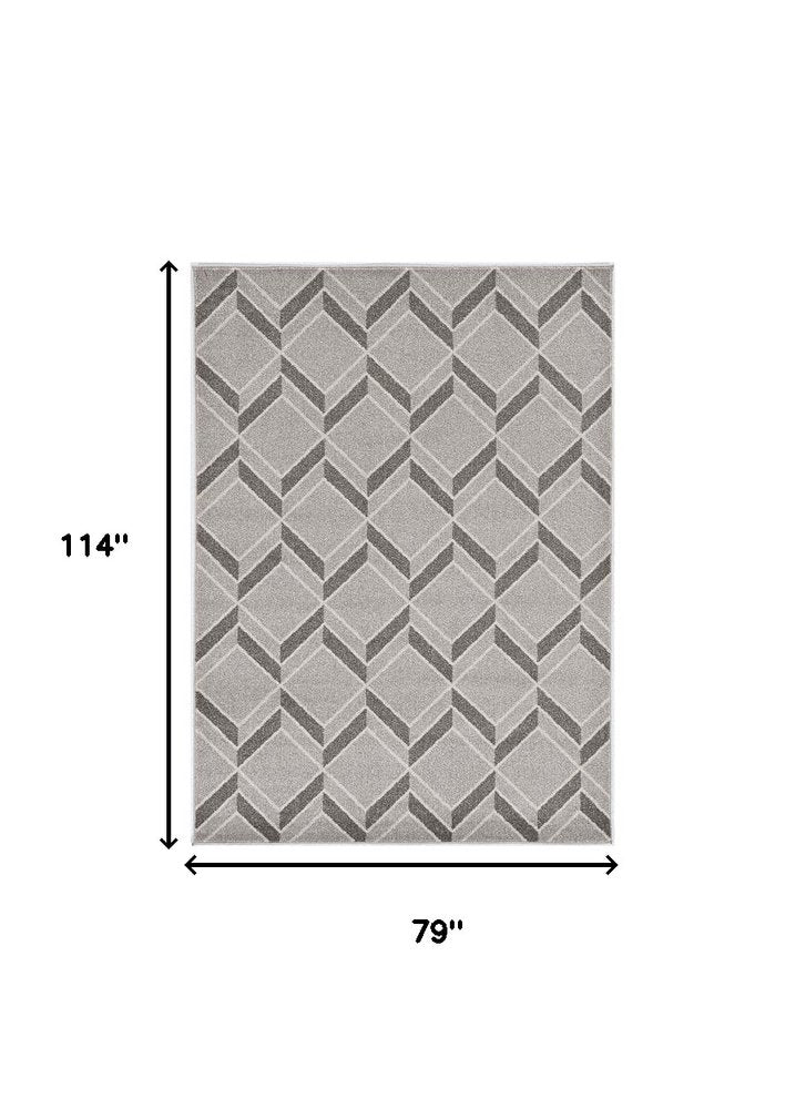 2' X 4' Green And Ivory Geometric Indoor Outdoor Area Rug