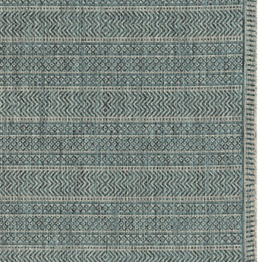 5' X 8' Teal Blue Southwestern Indoor Outdoor Area Rug