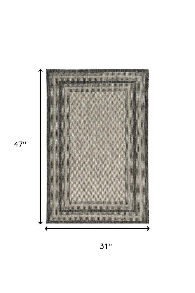 3' X 4' Gray Striped Indoor Outdoor Area Rug