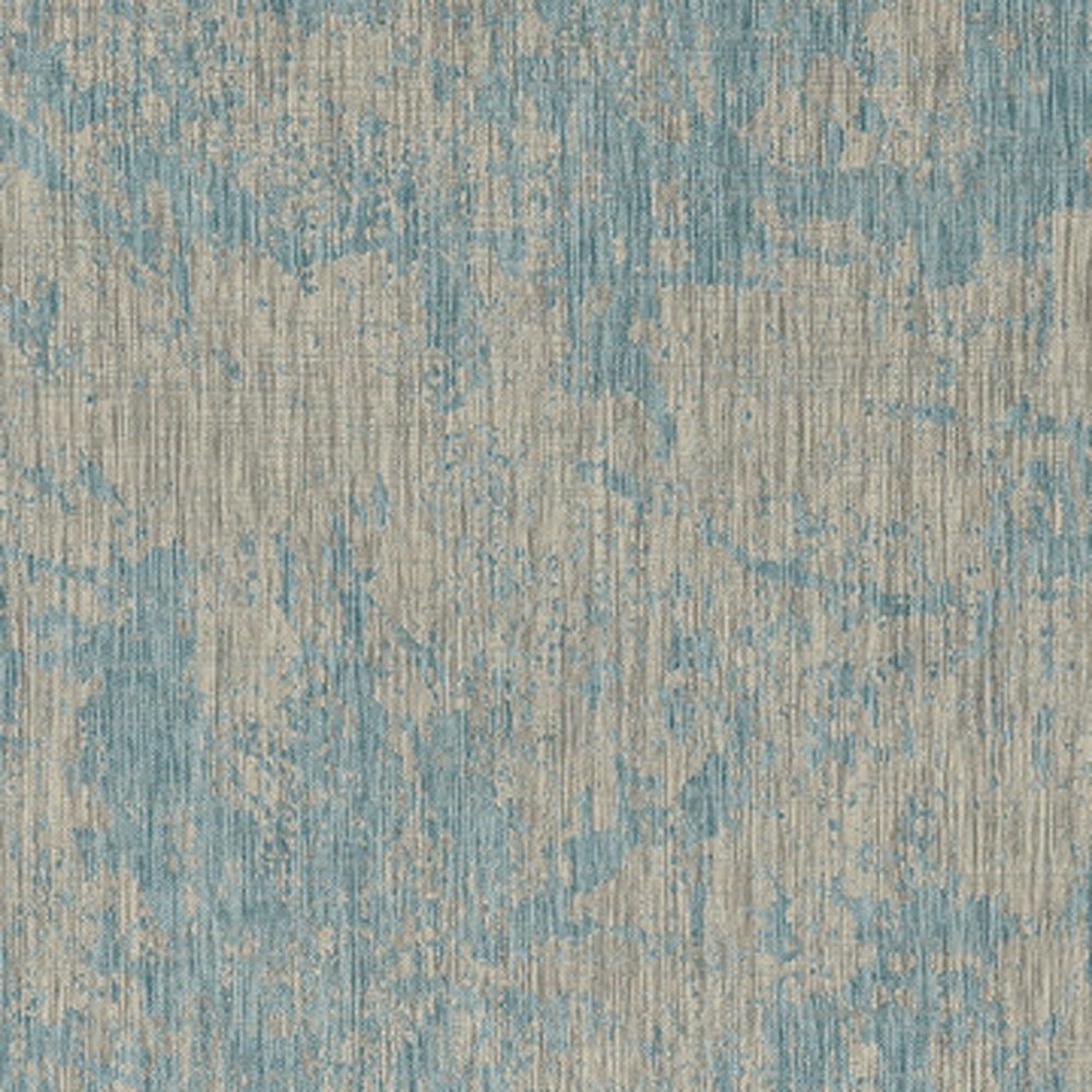 3' X 5' Teal Blue Abstract Indoor Outdoor Area Rug