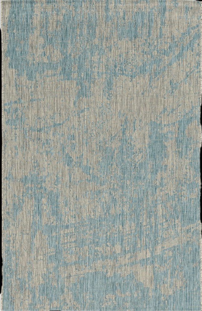 3' X 5' Teal Blue Abstract Indoor Outdoor Area Rug