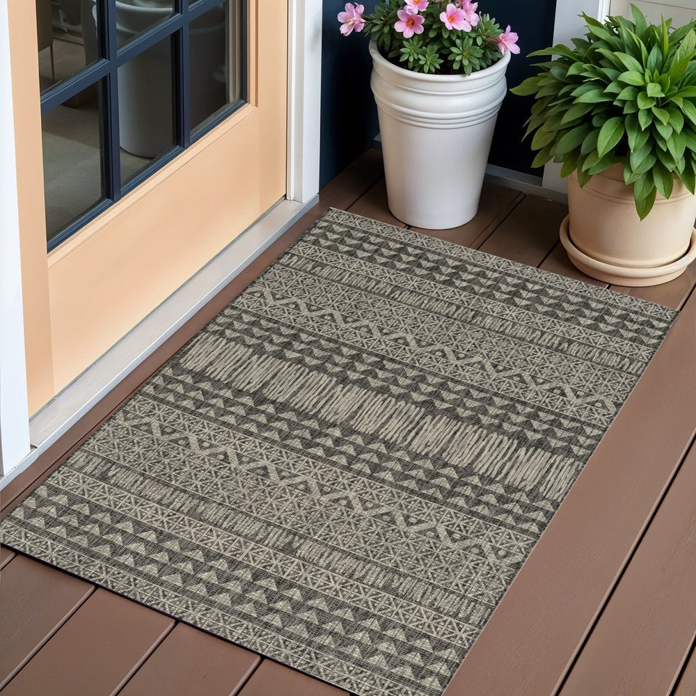 3' X 4' Charcoal Southwestern Indoor Outdoor Area Rug