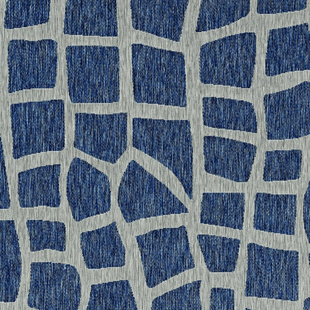 3' X 5' Blue And Gray Abstract Indoor Outdoor Area Rug