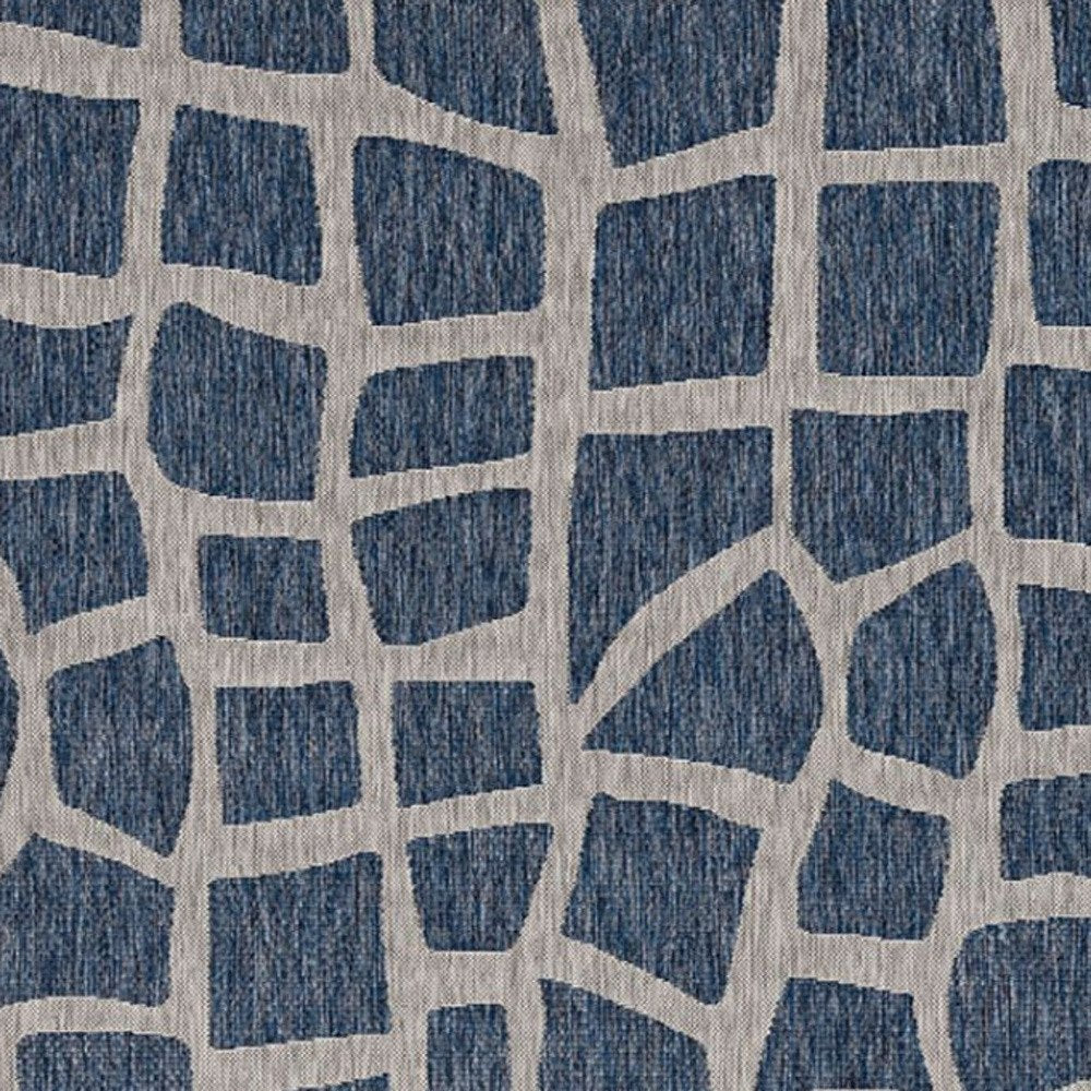 3' X 4' Blue And Gray Abstract Indoor Outdoor Area Rug