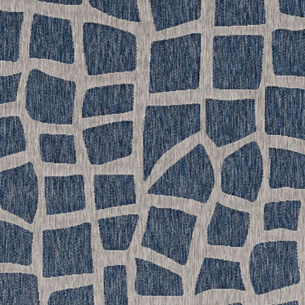 3' X 5' Blue And Gray Abstract Indoor Outdoor Area Rug