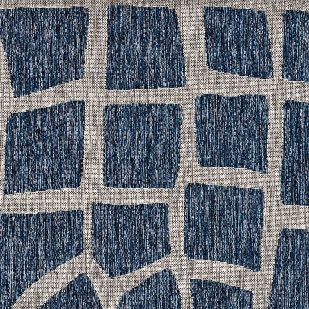 3' X 5' Blue And Gray Abstract Indoor Outdoor Area Rug