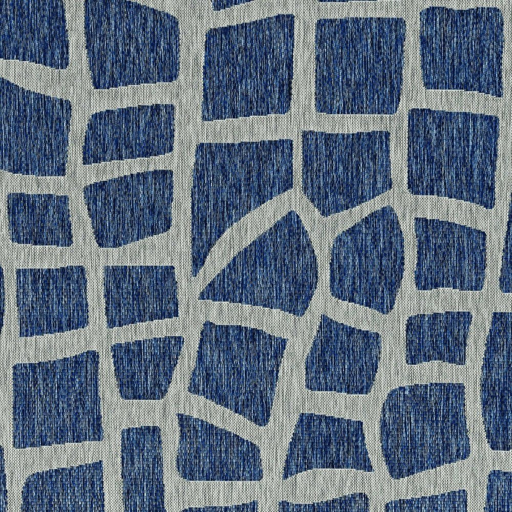 3' X 5' Blue And Gray Abstract Indoor Outdoor Area Rug