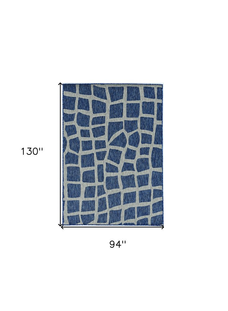 3' X 5' Blue And Gray Abstract Indoor Outdoor Area Rug
