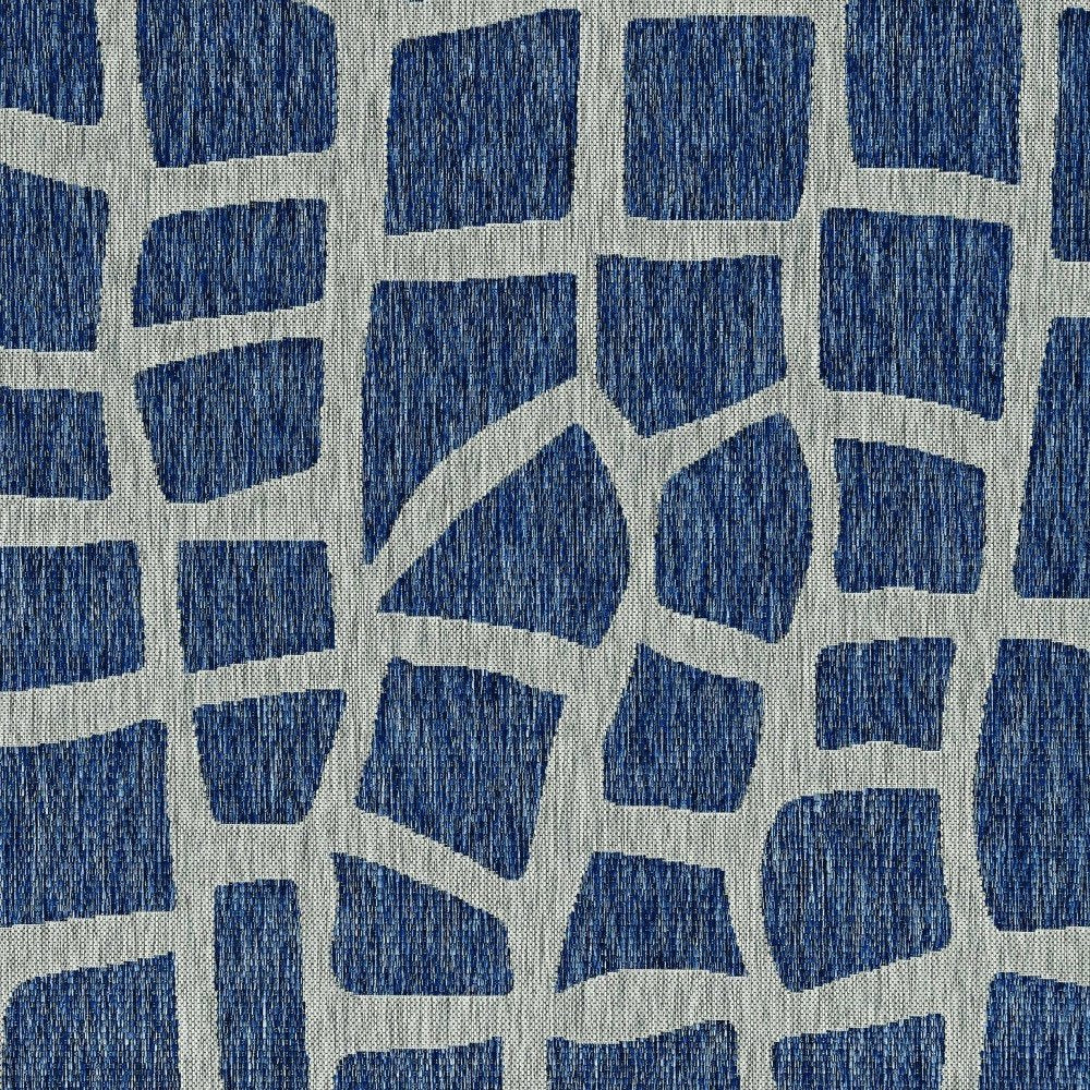 3' X 5' Blue And Gray Abstract Indoor Outdoor Area Rug