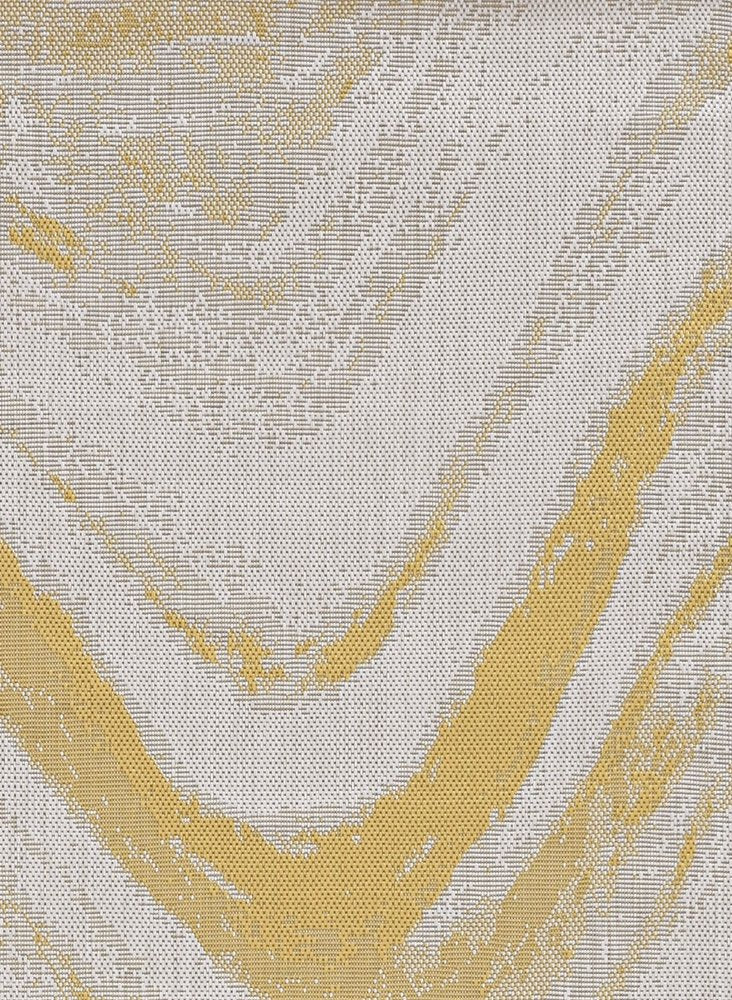 5' X 8' Gold And Ivory Abstract Indoor Outdoor Area Rug