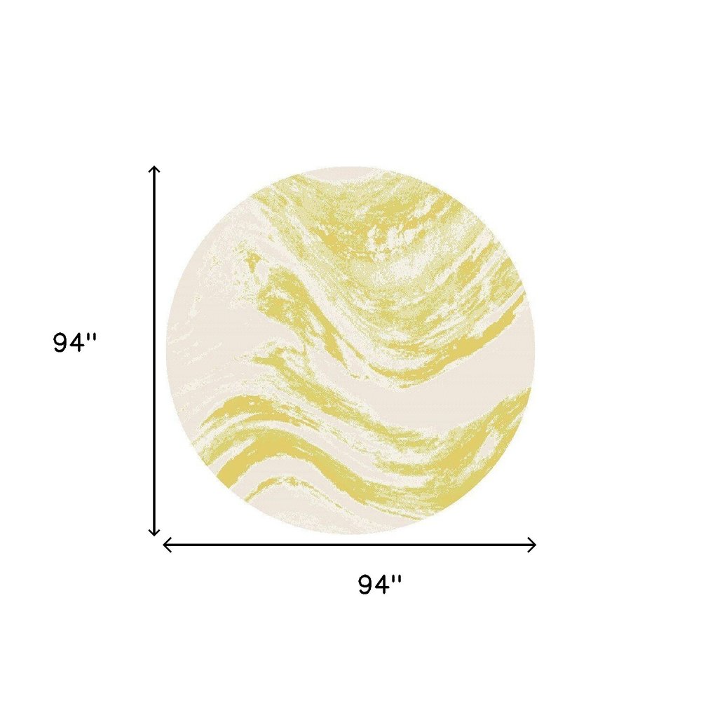 5' X 8' Gold And Ivory Abstract Indoor Outdoor Area Rug