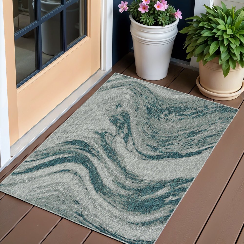 3' X 5' Gray Abstract Indoor Outdoor Area Rug
