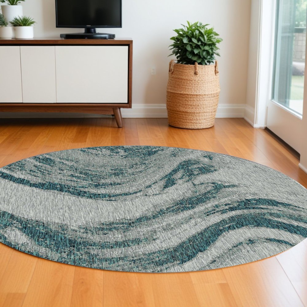 3' X 5' Gray Abstract Indoor Outdoor Area Rug