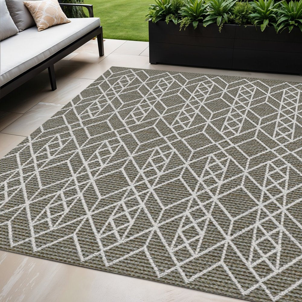 4' X 6' Gray Southwestern Indoor Outdoor Area Rug