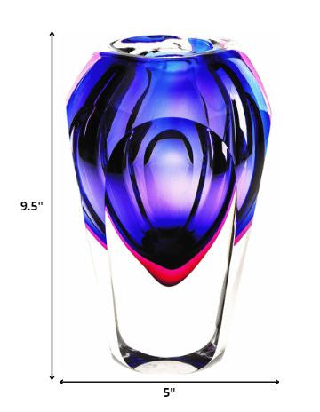 10" Purple Cylinder Crystal Glass Table Vase