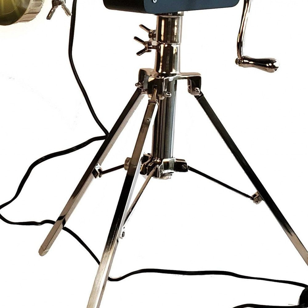 36" Black And Silver Tripod Floor Lamp With Metal Novelty Shade