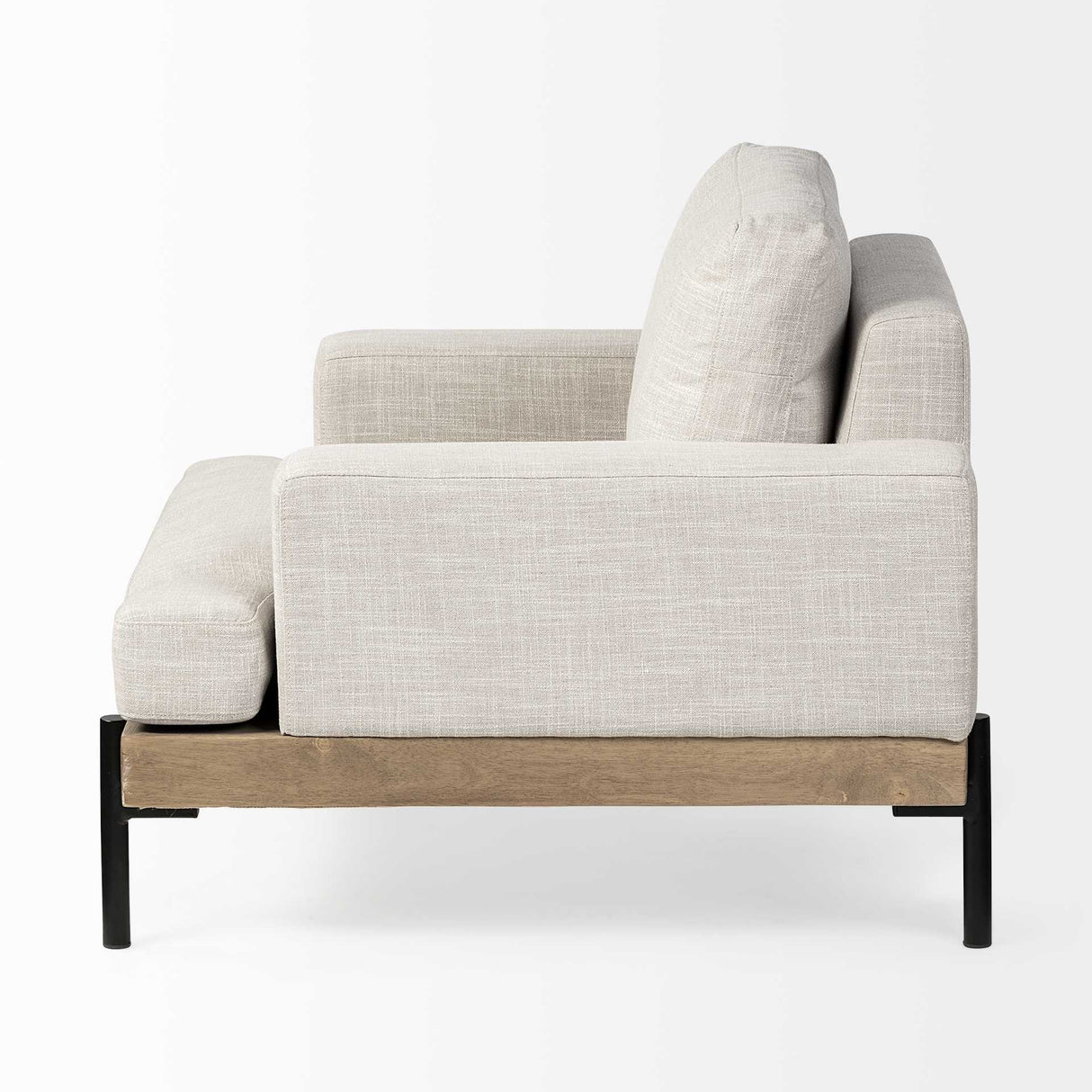 41" Cream and Black Fabric Arm Chair