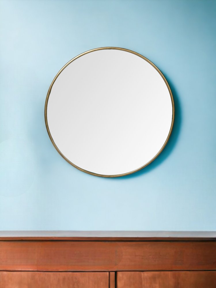 47" Gold Round Metal Framed Accent Mirror