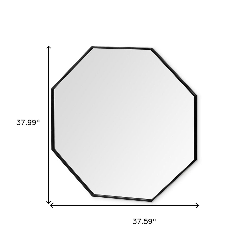 38" Black Octagon Metal Framed Bathroom Vanity Mirror