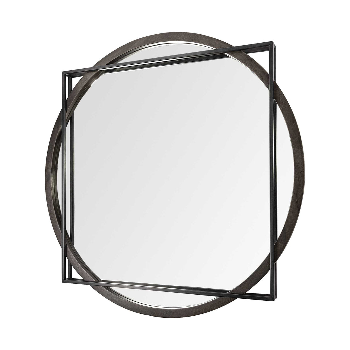 46" Black Abstract Metal Framed Accent Mirror