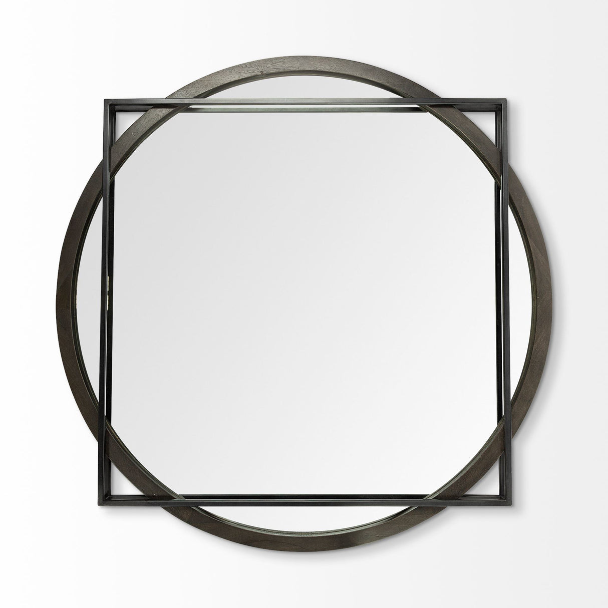 46" Black Abstract Metal Framed Accent Mirror
