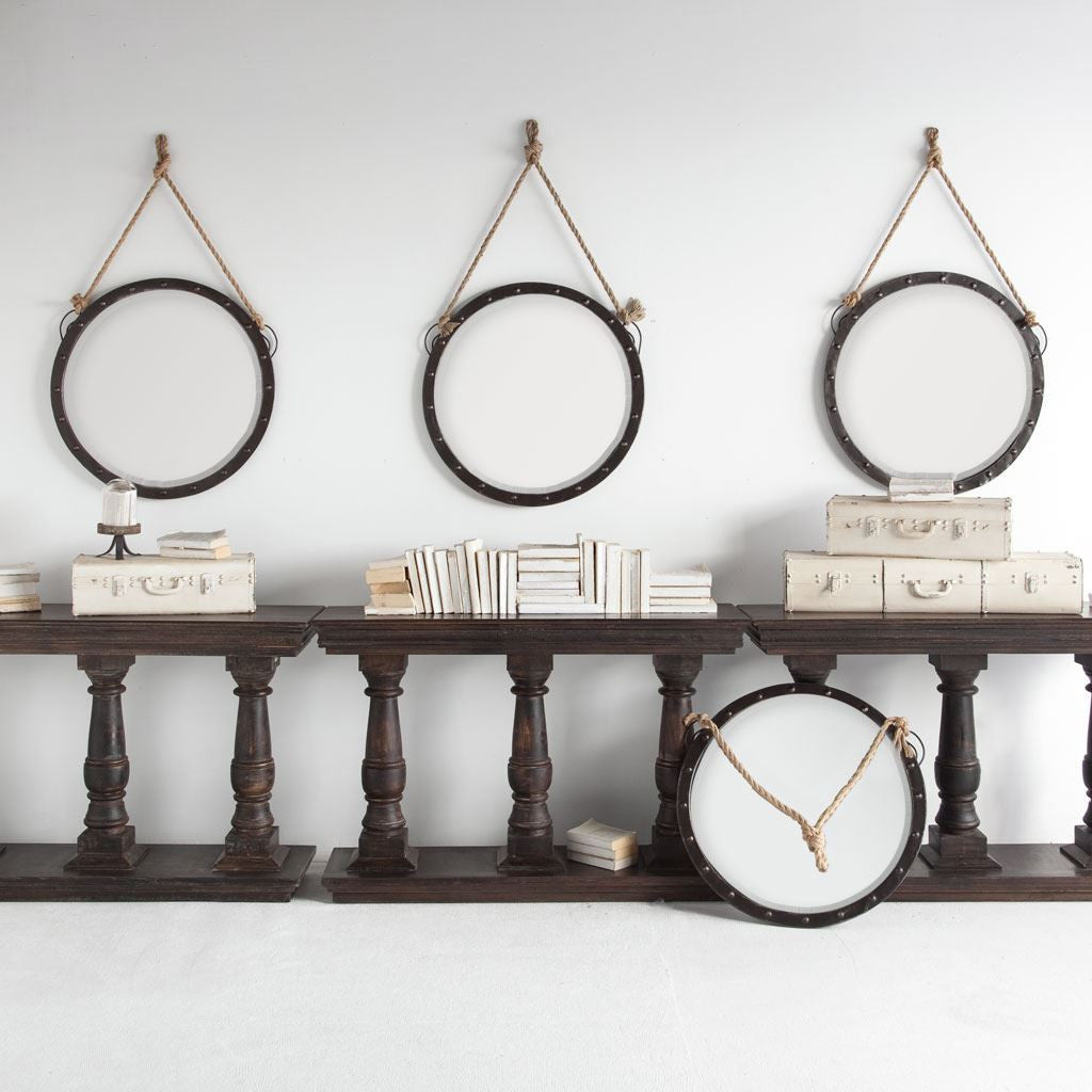 39" Black Metal Round Framed