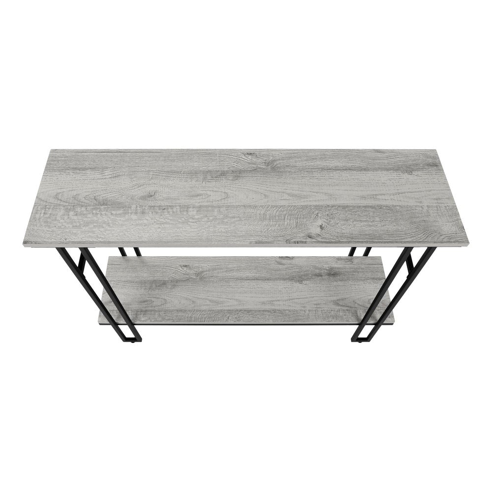 47" Gray and Black Frame Console Table With Shelves