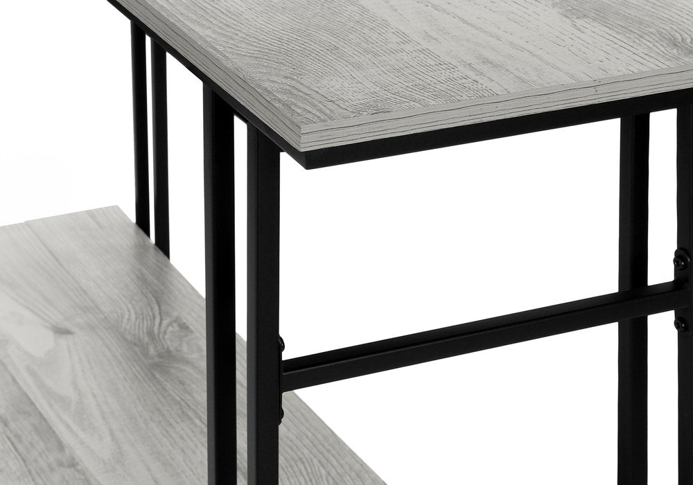 47" Gray and Black Frame Console Table With Shelves