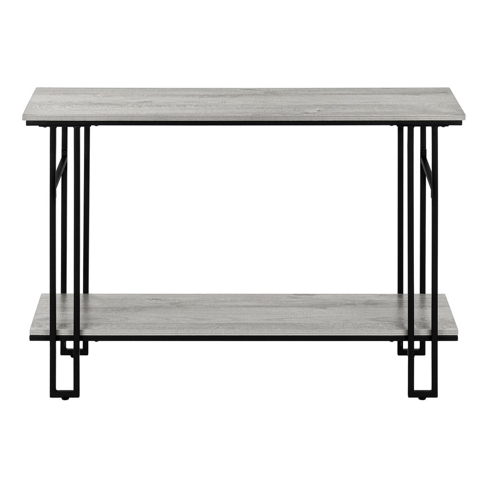 47" Gray and Black Frame Console Table With Shelves