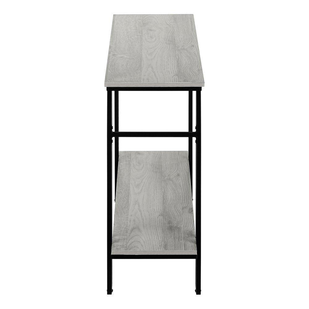 47" Gray and Black Frame Console Table With Shelves
