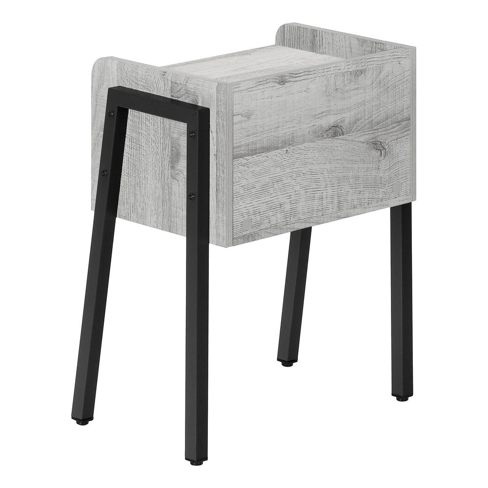 23" Rectangular Grey And Black Metal Accent Table