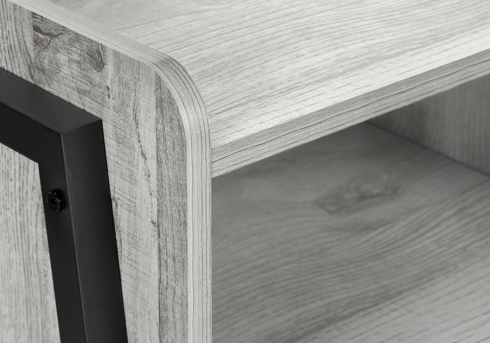 23" Rectangular Grey And Black Metal Accent Table