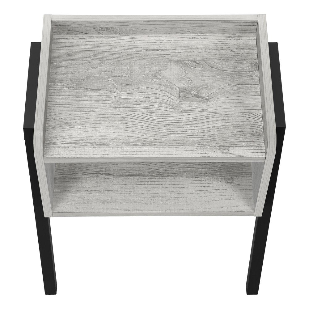 23" Rectangular Grey And Black Metal Accent Table
