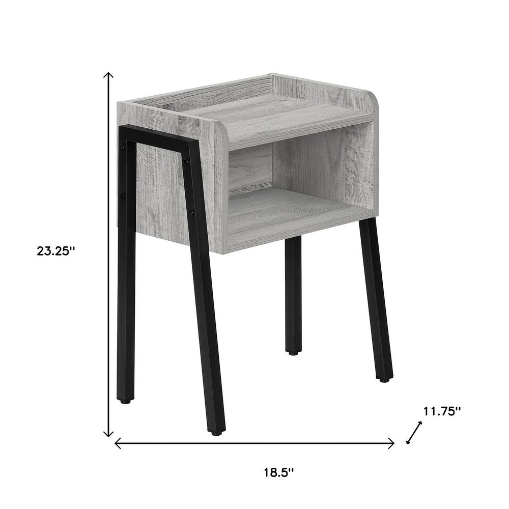 23" Rectangular Grey And Black Metal Accent Table