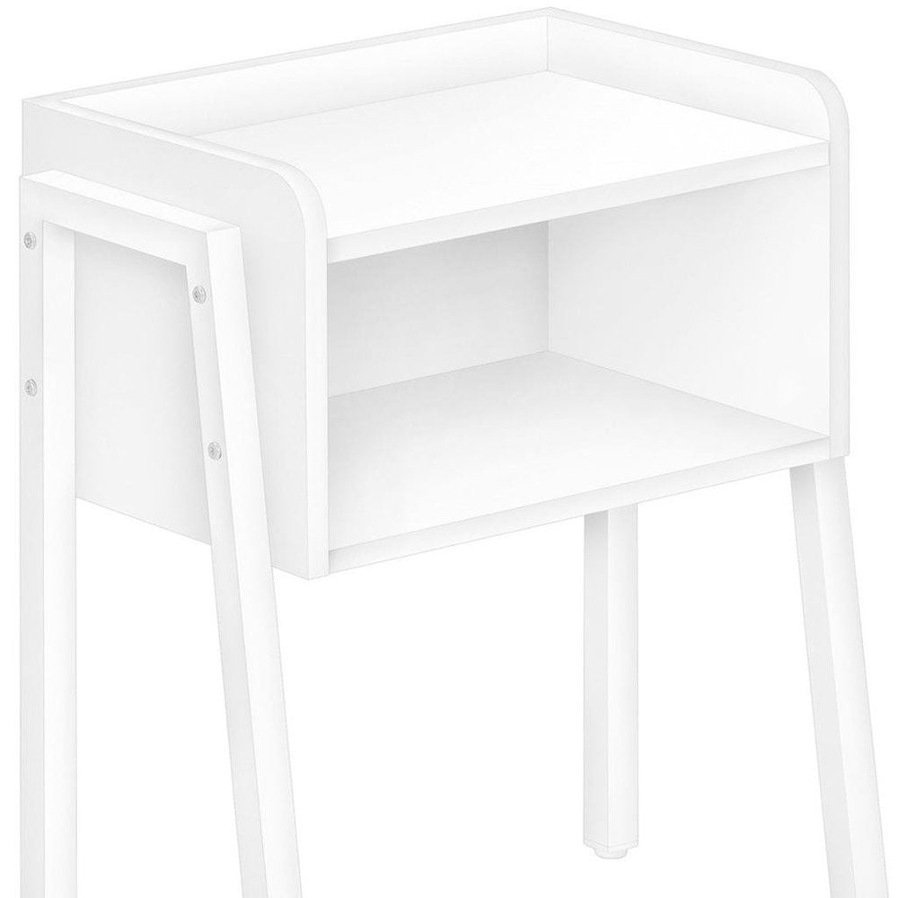 23" Rectangular White Accent Table With White Metal Legs