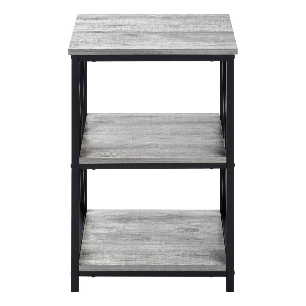 26" Rectangular Grey Black Metal Accent Table