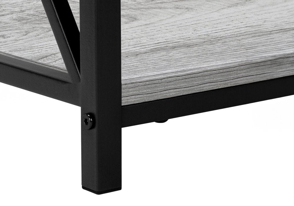 26" Rectangular Grey Black Metal Accent Table