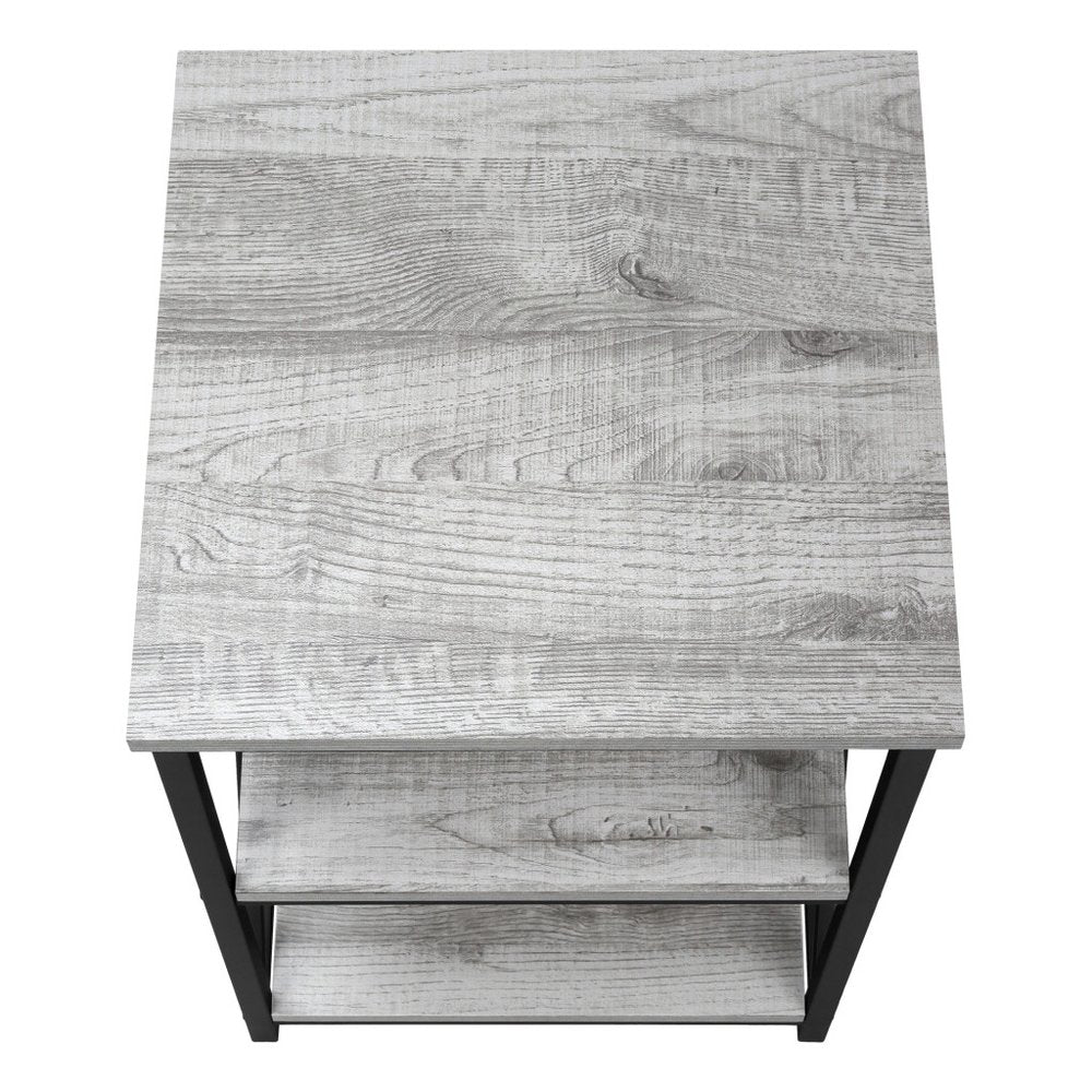 26" Rectangular Grey Black Metal Accent Table