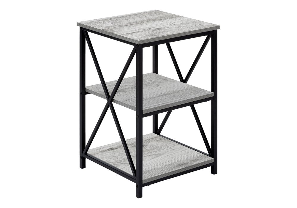 26" Rectangular Grey Black Metal Accent Table