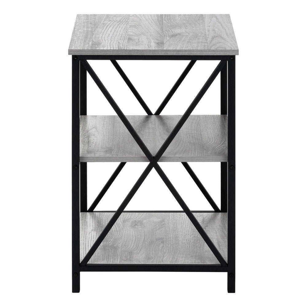 26" Rectangular Grey Black Metal Accent Table
