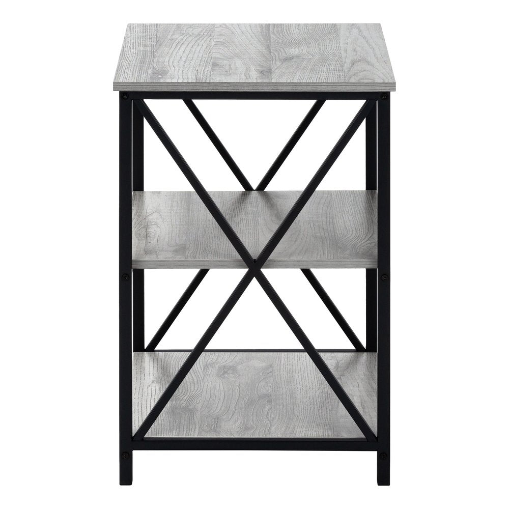 26" Rectangular Grey Black Metal Accent Table