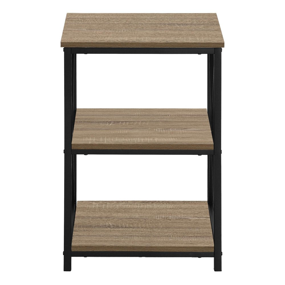 26" Rectangular Dark Taupe Black Metal Accent Table