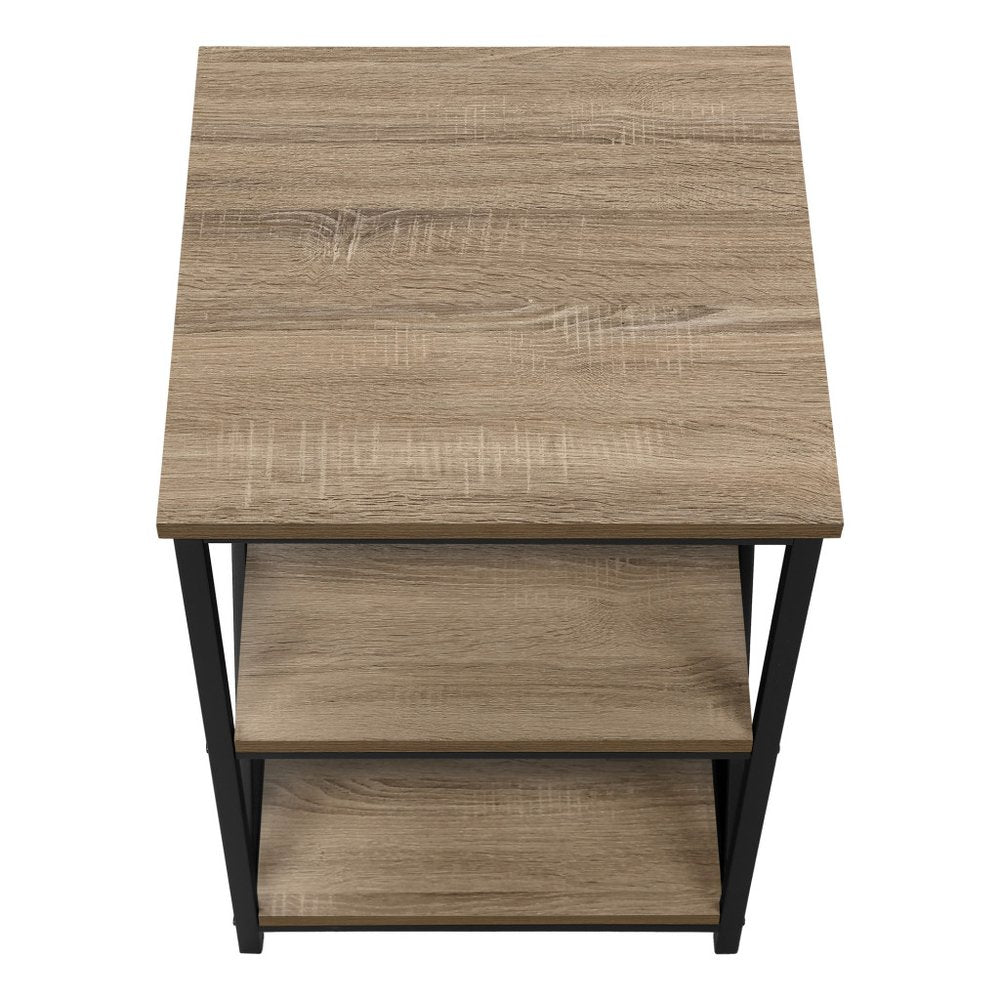 26" Rectangular Dark Taupe Black Metal Accent Table