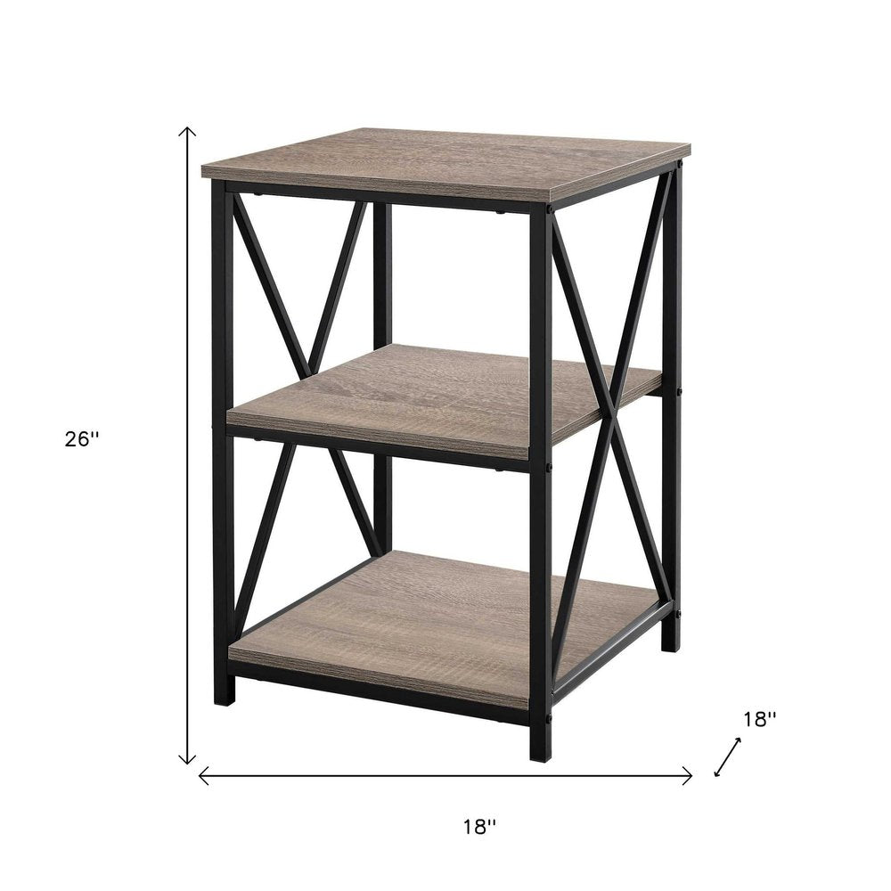 26" Rectangular Dark Taupe Black Metal Accent Table