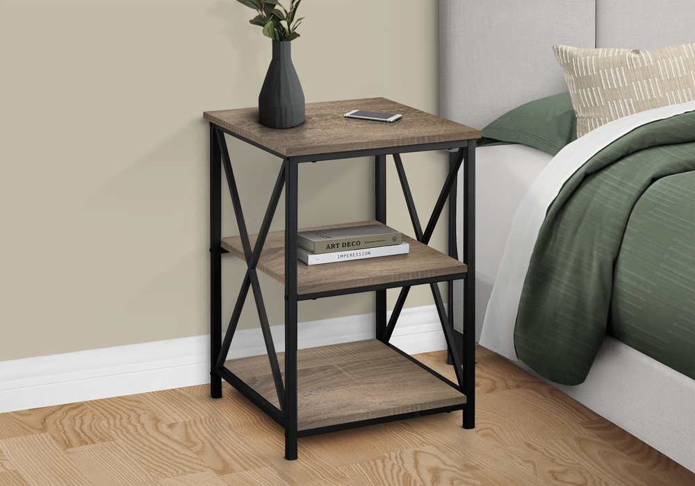 26" Rectangular Dark Taupe Black Metal Accent Table