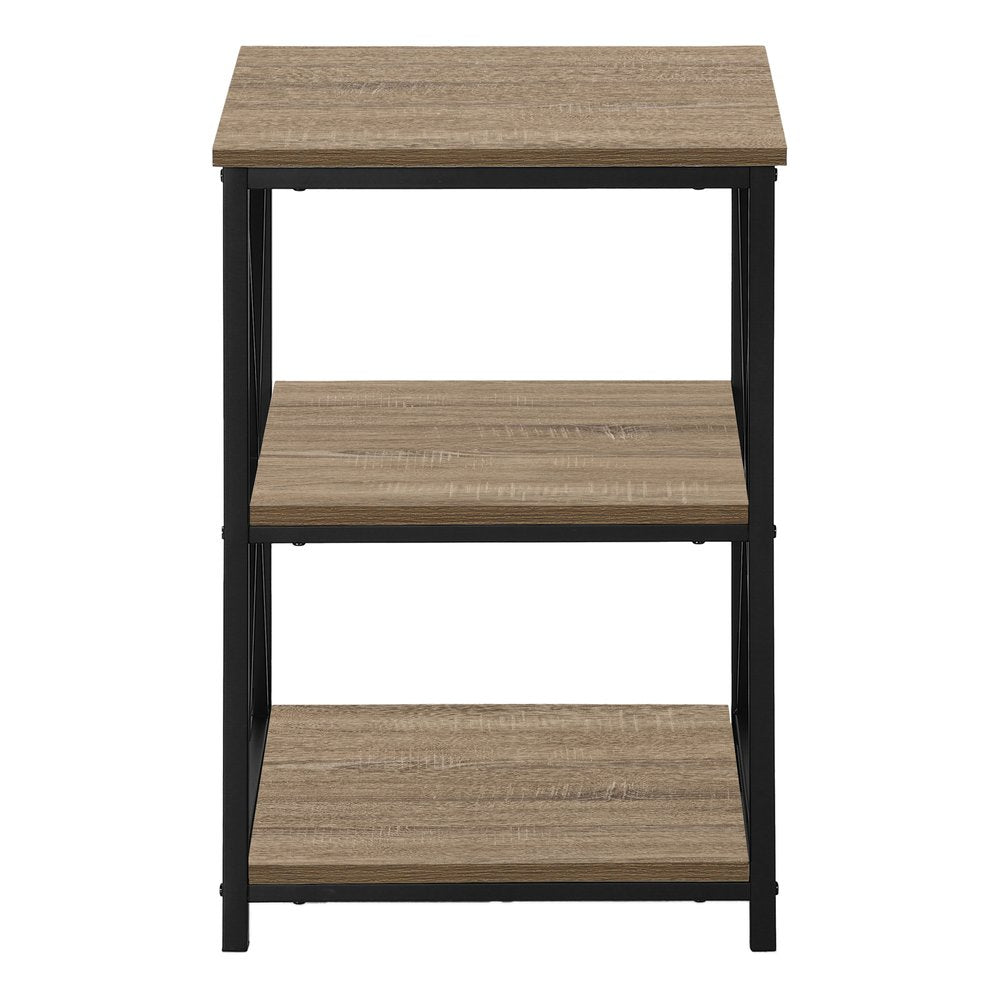 26" Rectangular Dark Taupe Black Metal Accent Table