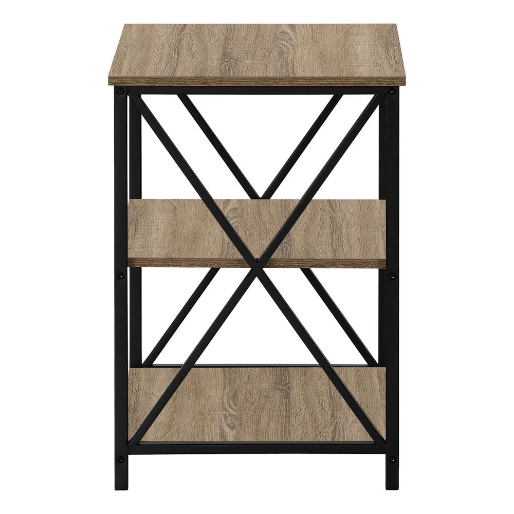 26" Rectangular Dark Taupe Black Metal Accent Table